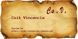 Csik Vincencia névjegykártya
